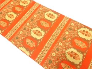 横段に花更紗模様織り出し　全通袋帯